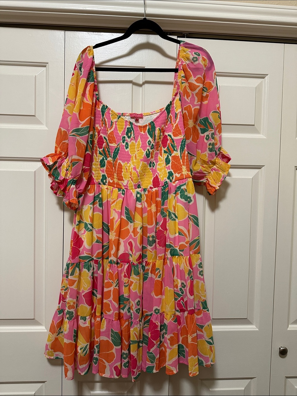 Flying Tomato Pink Orange Yellow Floral Mini Dress